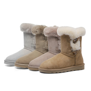 Horn-Button Ankle Boots  5877