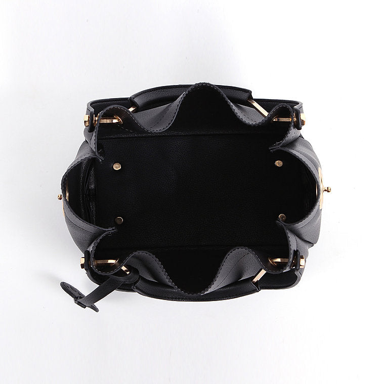 METAL HANDLE TOTE BAG-BLACK TB7010A