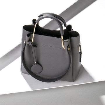 METAL HANDLE TOTE BAG-GREY TB7010A