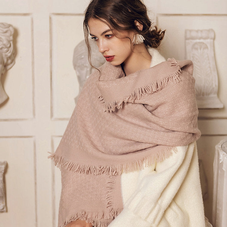 MATTED KNITTED WOOL SCARF-PINK 970108