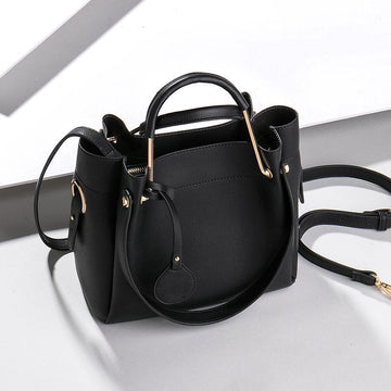 METAL HANDLE TOTE BAG-BLACK TB7010A