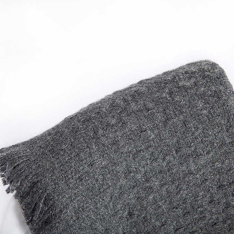 MATTED KNITTED WOOL SCARF-GREY 970108