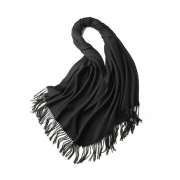 100% MERINO VIRGIN WOOL SHAWL 970115（BLACK）