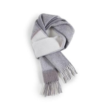 BRITISH STYLE WOOL PLAID SCARF 970117（LIGHT GREY）