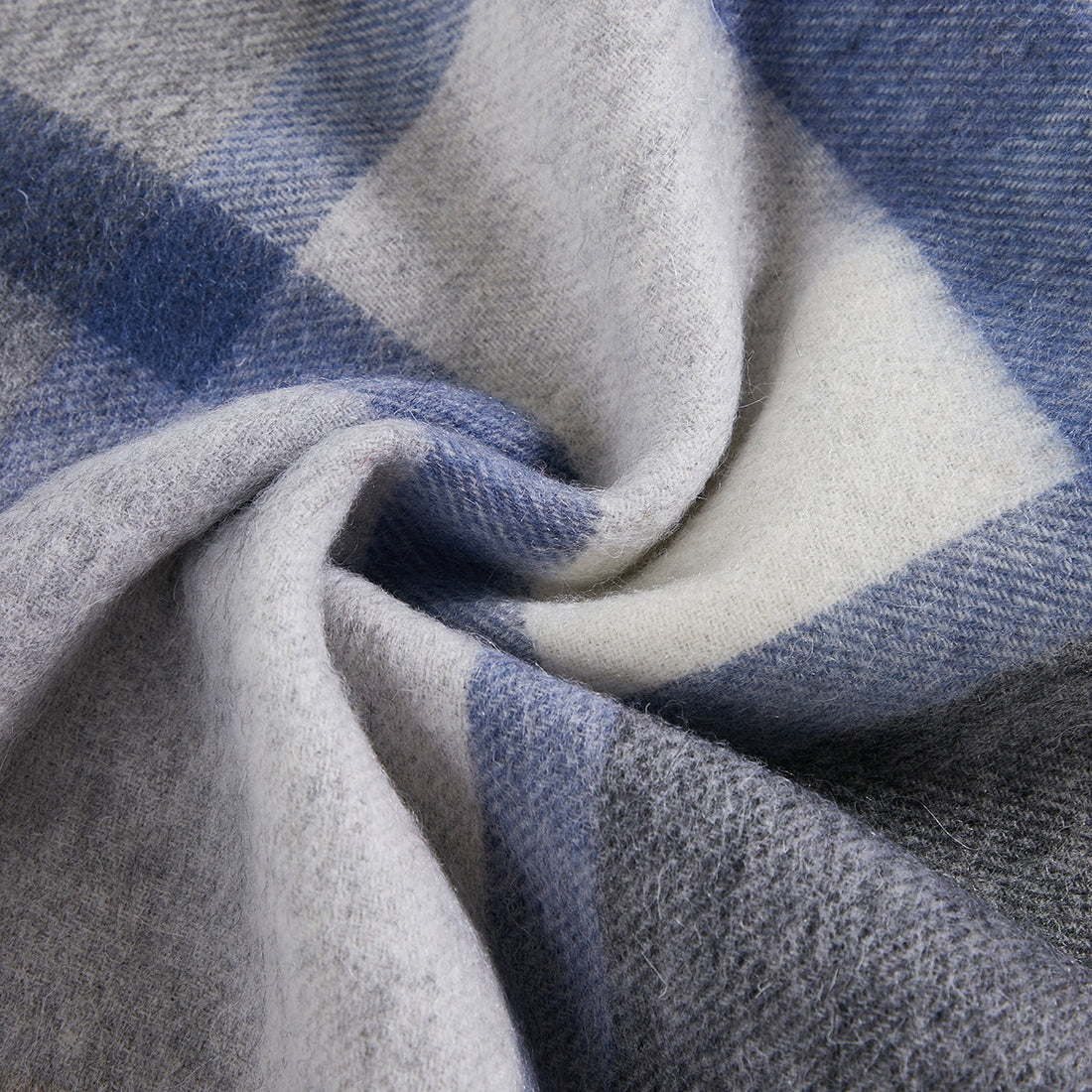 BRITISH STYLE WOOL PLAID SCARF 970117（GREY BLUE）