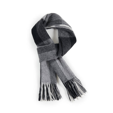 BRITISH STYLE WOOL PLAID SCARF 970117（BLACK GREY）