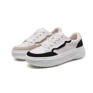 LEATHER PATCHWORK THICK-SOLED SNEAKERS 4225